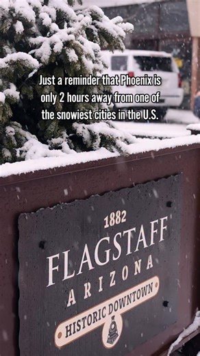 Only 2 hours from Phoenix, Flagstaff is a snowy wonderland! Did you know it is the 8th snowiest city in the U.S. and averages over 100 inches of snow each year? ❄️ Tag your crew ⛄ #FlagstaffAZ #VisitFlagstaff #SnowInArizona #WinterWonderland #VisitFlagstaff | Welcome to Arizona