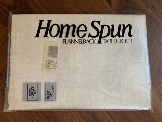 Vintage 70s Homespun Vinyl Tablecloth: 52x90 Ivory Flannel Back (NIP) - Etsy