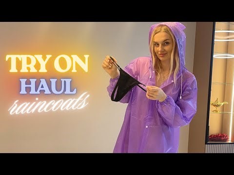 [4K] Purple Clear Raincoat Try-On | Soft, Calm & Dreamy Vibes