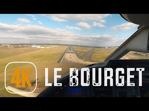 Approach and landing in Paris Le Bourget airport in 4K