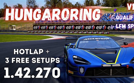 迈凯伦MCLAREN 720S GT3 EVO亨格罗宁HUNGARORING 1.42.2 HOTLAP +调教 SETUP