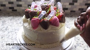 Easy Pink Moscato Strawberry Cake! The recipe is free and available here https://iheartrecipes.com/strawberry-pink-moscato-cake/ | I Heart Recipes