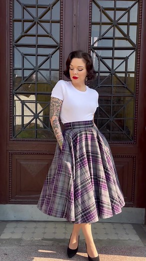 Spring Retro Fashion: Heather Tartan 'Bonny' Skirt by Miss Psycho Cat