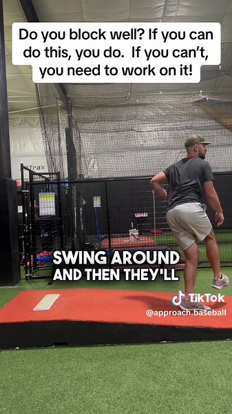Try this as a bullpen drill to test your ability to block (stop your hips) with your plant leg.