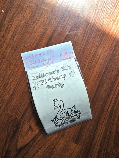 Personalized Swan Birthday Party Favors | Set of 8 Custom Coloring Pages | Peel and Stick or Cardstock - Etsy