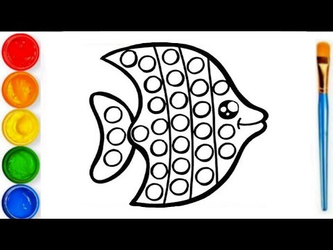 How to Draw Popit Fish 🐟 Step by Step for Kids #fishdrawingforkids #fish #popit