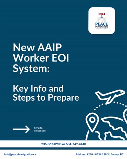 Starting September 30, 2024, candidates interested in applying to the Alberta Advantage Immigration Program (AAIP) worker streams must submit a Worker Expression of Interest (EOI). There is no fee to submit an EOI. Through the AAIP portal, candidates will self-declare their information, and each EOI will be scored using the Worker EOI points grid. Selected candidates, based on their scores and Alberta's labour market needs, will receive an invitation to apply via email. Note: Draws from the Work