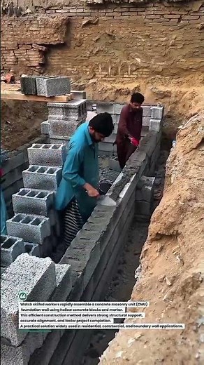 Fast CMU Block Wall Construction Technique Revealed! #Masonry #Construction #Building