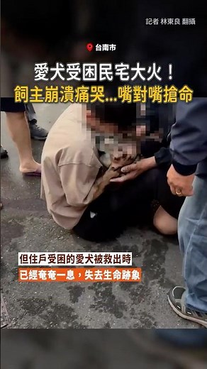 【悲痛畫面】狗狗受困火海命危！飼主抱毛孩「嘴對嘴」搶命
