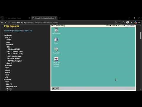 running windows 95 vm on a website on windows 10