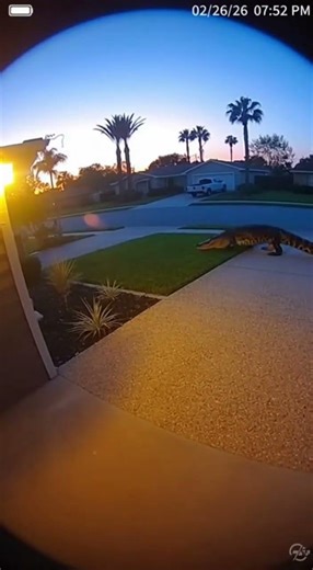 Giant Alligator Caught on Ring Camera Going In Garage!