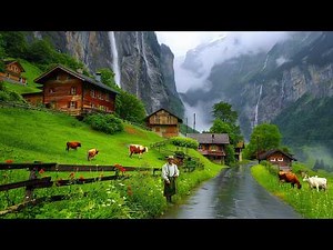 Paradise Rainfall in Switzerland’s Most Beautiful Villages Countryside - Rainy Lauterbrunnen