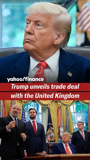 President Trump on Thursday announced a trade deal with the UK. Trump said the "breakthrough" US-UK trade agreement — which he called "a great deal for both countries" — would boost US export markets for agricultural products, including beef and ethanol. More: https://yahoo.trib.al/ca8Hh2n | Yahoo Finance