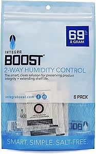 Integra Boost 2-Way Humidity Control Pack - Preserve Flavor & Control Humidity at 69% RH - Moisture Absorber for Herbs, Spices & More - 8 Gram (Pack of 50)