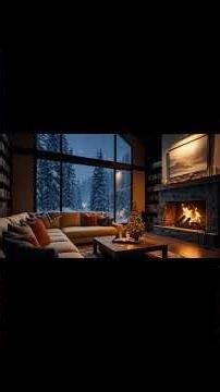 No Ads Fireplace Blizzard ASMR - Snow Storm Sleep Sound With Fireplace Burning For Deep Sleeping