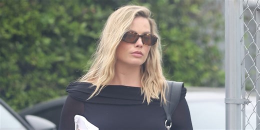 Margot Robbie Wears a Form-Fitting Sheer Top for a Chic Maternity Look
