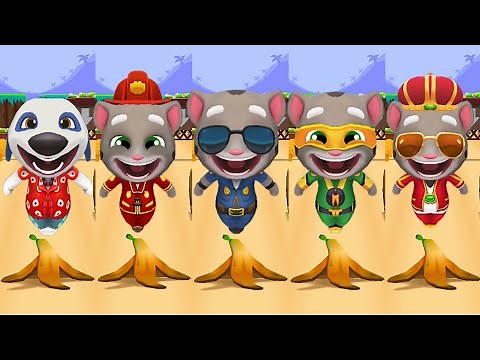 Talking Tom Gold Run - All Characters Slips on Banana Peel - Funny 😜 Fails Moments - Funny Gameplay