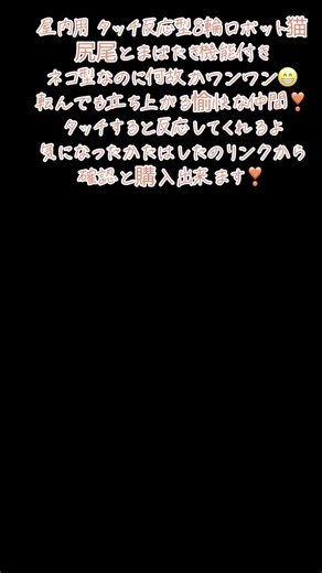 屋内用 タッチ反応型8輪ロボット猫 尻尾とまばたき機能付き タッチするとワンワンと反応してくれる変なネコ(*ΦωΦ*) 他にロケット砲も装備出来るけど散らかるからやらない💦😅💦 気になった方は下の🔗リンク🔗から確認と購入出来ます❣️ #ヒカキンボイス #ネコ #ロボット #リモコン ⁡