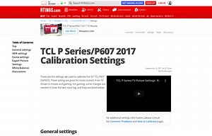 TCL P Series/P607 2017 Calibration Settings