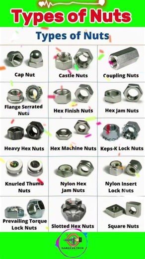 🌹 Types of Nuts🌹#technology #automobile #tools #diy #machine #science #new #music
