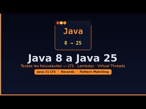 Java 8 a Java 25 — Toutes les Nouveautes | LTS · Lambdas · Records · Virtual Threads