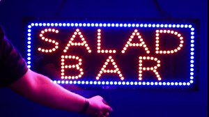 'Salad BAR' LED Window Restaurant Sign - Extra Bright LEDs, Can be seen Through Tinted Windows, Extra Large 32in Wide (#2693)