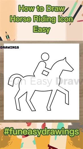 How to draw horse riding Easy - Fun Easy Drawings #FunEasyDrawings #easy #computer #cute #drawingtutorial #howtodraw #trophy #drawing #cartoon #horseriding #horse #animal #pet #sport
