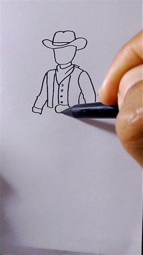 How to draw stickman cowboy
