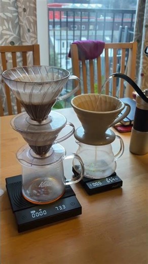 Double stacked V60 vs single V60 dripper - which one taste better? #coffee #coffeelover #coffeetime