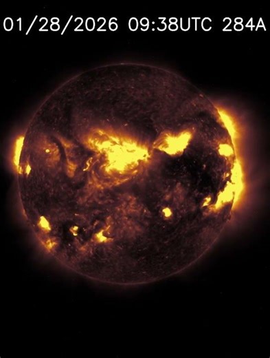 Sun 24 Hour Timelapse | Iron XV / 284 Å | Extreme UV (January 28, 2026) #shorts