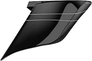 Motorcycle Extended Side Covers Fit for Fit for 2014+ Harley Touring - Vivid Black with Pinstripe, Matching with 4.5" Stretched Saddle Bags
