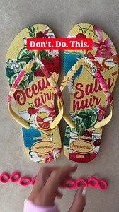 2.8K views · 15 reactions | THE way to wear flip flops as sandals 來 Yes or no ? Add hair ties 珞充 #flipflops #flipflophack #diyfashion #fashionhacks | Blonde Beach Vibes | Facebook