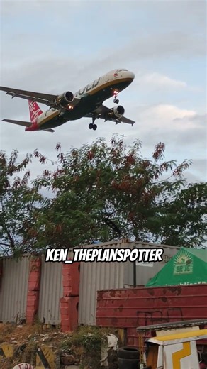 Air Asia A320 (Puregold Livery) on final approach to Manila via runway 06. #aviation #planespotting