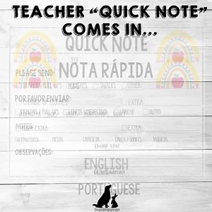 Quick Note for Teachers – Printable Template | Instant Download PDF - Etsy