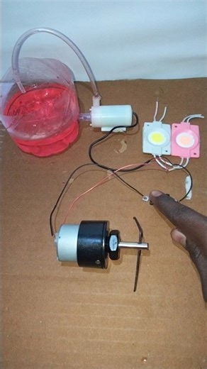 Metal Gear Motor Experiment ⚡ Water Pump & LED Working!#tech #shorts #dcmotor