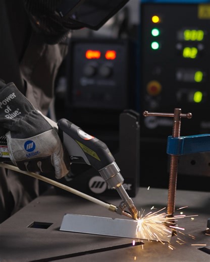Faster travel speeds and limited pre- and post weld processing — introducing the Miller® OptX™ series of handheld laser welders. https://www.millerwelds.com/products/optx | Miller Welders