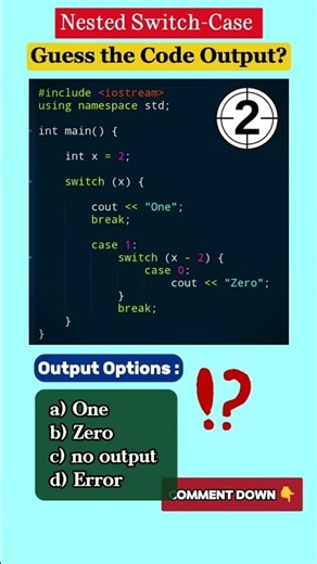 C++ Nested Switch puzzle 🧩 ❓🧠🤔‼️#coding #codinginterview #codeshorts #cs #programming #cpp