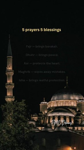 5 prayers = 5 blessings #5timessalah #benefitsofsalah#islamicremainder #QuranReflections#MuslimUmmah