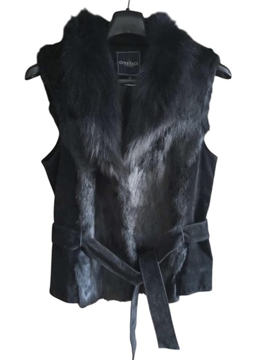 Black Rabbit Fur Vest With Fox Collar - Women's Size M - Etsy