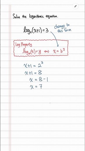 Solving Logarithmic Equations: log_2(x+1)=3