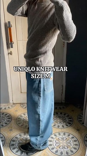 UNIQLO Chunky Textured Knit Crewneck Sweater Gray Mens.