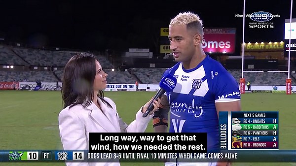 Billy Kikau leaves Danika Mason in stitches during interview