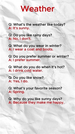 Weather English Practice | 8 Easy Questions & Answers | Weather Edition #english #englishshorts