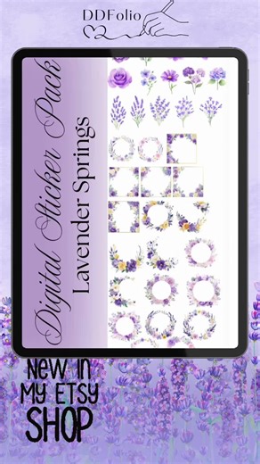 Lavender Springs Digital Sticker Set! Now available in my Etsy shop. #digitalstickers #plannercommunity #digitalplannercommunity #digitalart #etsy #noteful #goodnotes #annotationapps #ddfolio