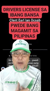 DRIVERS LICENSE SA IBANG BANSA PWEDE BANG MAGAMIT SA PILIPINAS #reelsvideoシ #fbreelsfypシ゚ #reelsfypシ #reelsfacebook #fb #everyone #ElPresidente #LamangAngMayAlam #roadsafety #highlights #ShihfaPhilippines | Mario Montalban