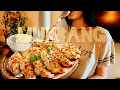 MUKBANG Dumplings & Crunchy Napa Cabbage, Ginger 🥟 Fireplace Sounds | Eating No Talking | ASMR Food
