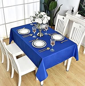 Royal Blue Rectangle Tablecloth Waterproof Stain Resistant Wrinkle Free Table Cloth 210GSM Polyester Wipeable Table Cover for Party, Banquet, Indoor and Outdoor-Rectangular/Oblong, 52 x 70 inch