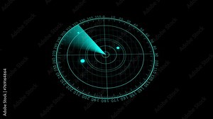 Green radar Navigation is looking for objects. Simple Radar Scanning with Black background. Scanning loop. Stock Video
