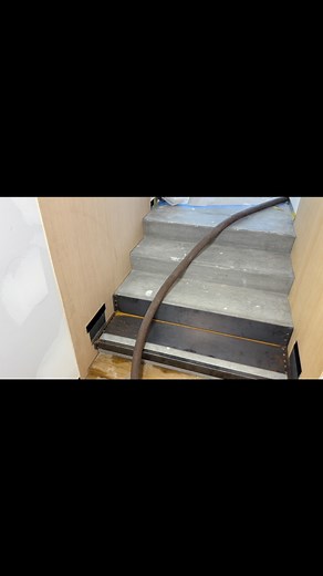 Exposed aggregate stair treads in a custom home. #concrete #exposedaggregate #sandblasting | Blastworks Surface Prep