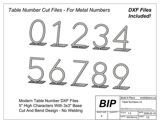 Table Number DXF Cut Files - Metal Wedding Table Numbers - Etsy